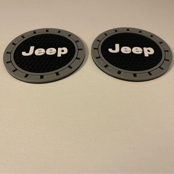 Jeep cup Coasters in black and gray Set of 2 NWT - Picture 7 of 8